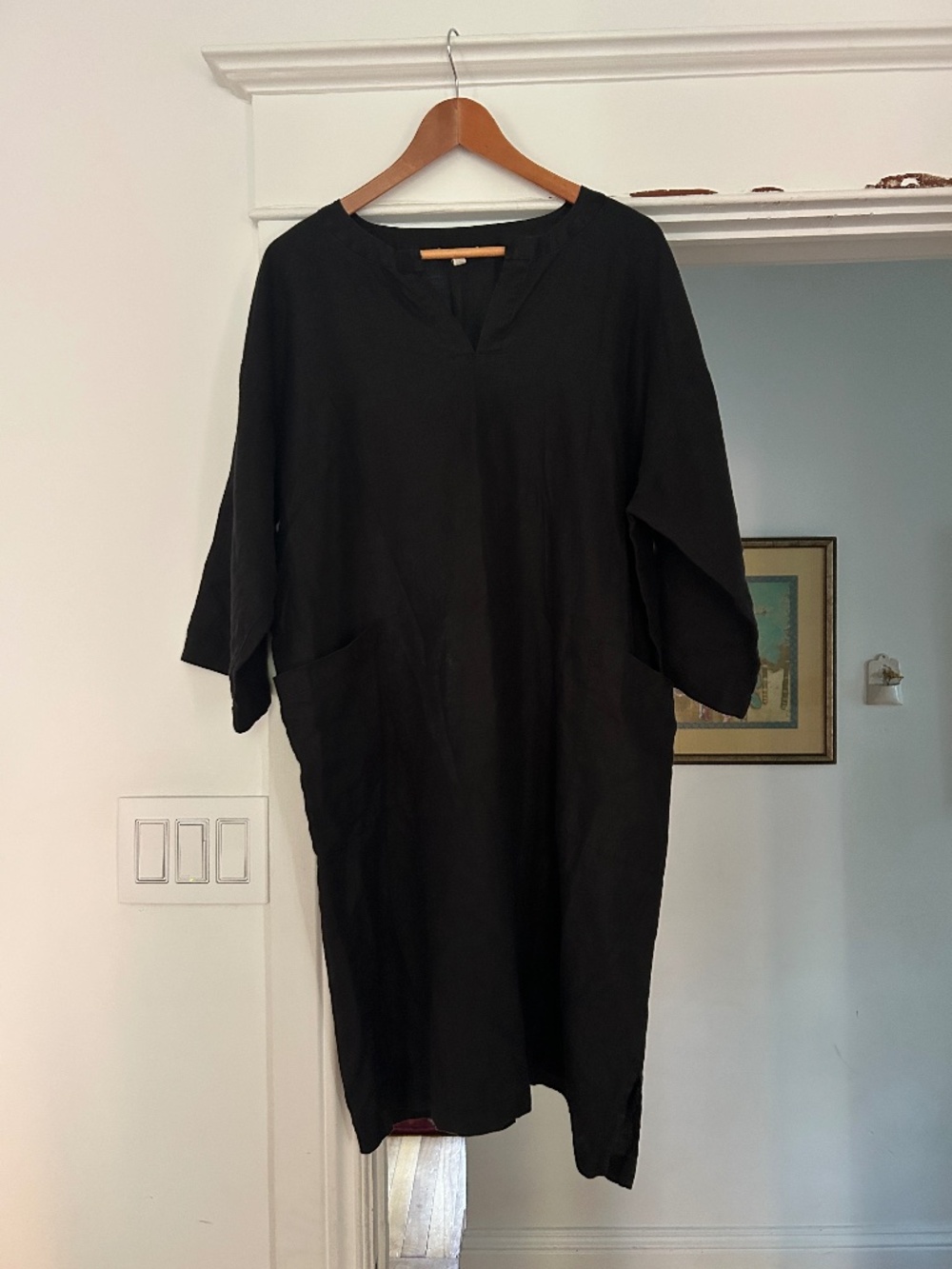 Eileen Fisher Organic Cotton Black Linen Tunic, M